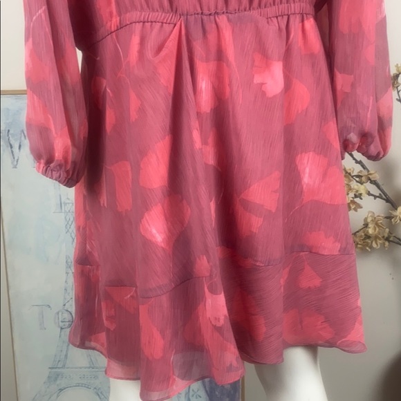 H Halston Pink Floral Lined Dress Plus - Picture 5 of 13